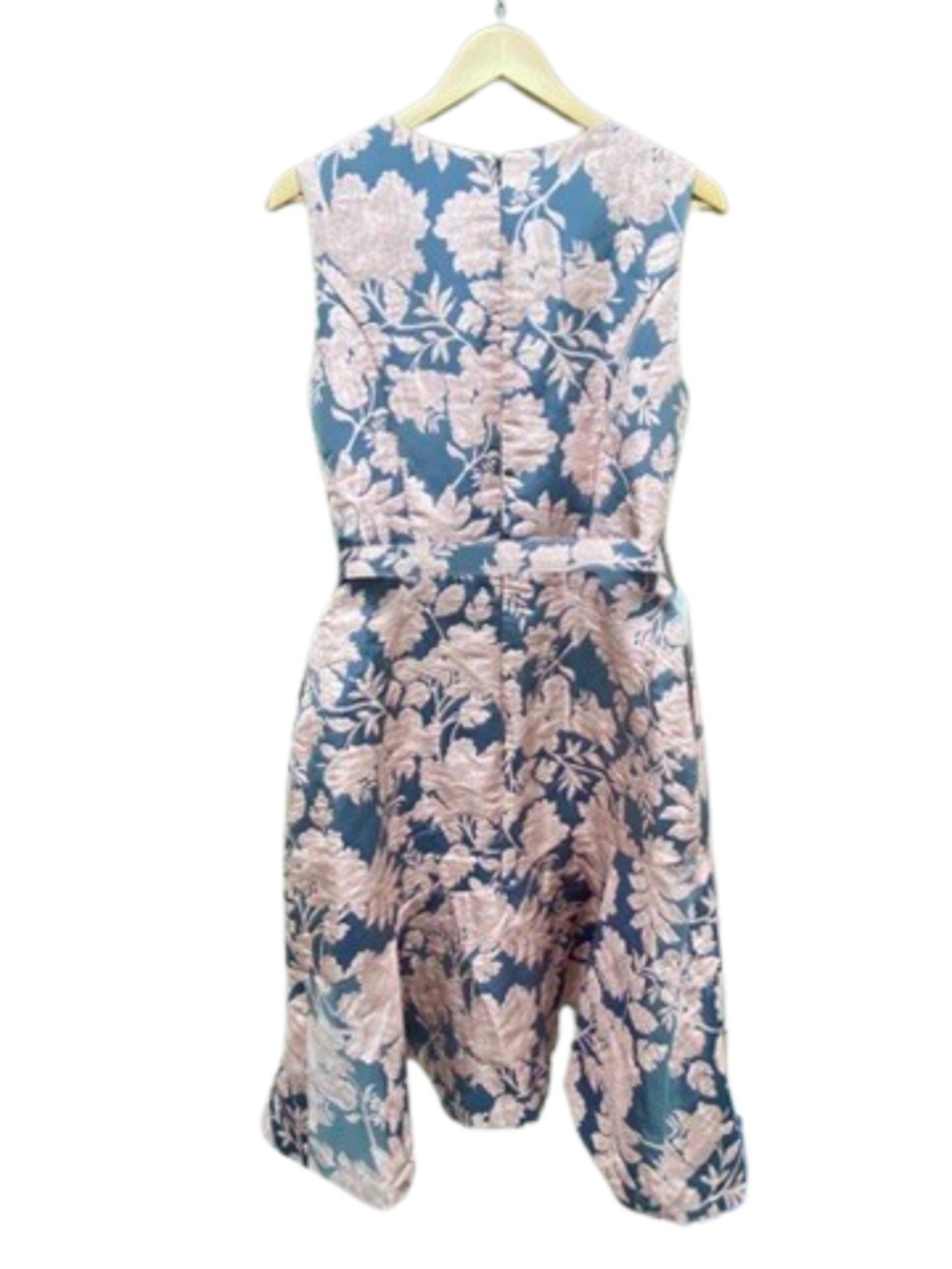 ✨NWT✨Kay Unger Verity Floral Jacquard Belted Midi Dress Pink Blue